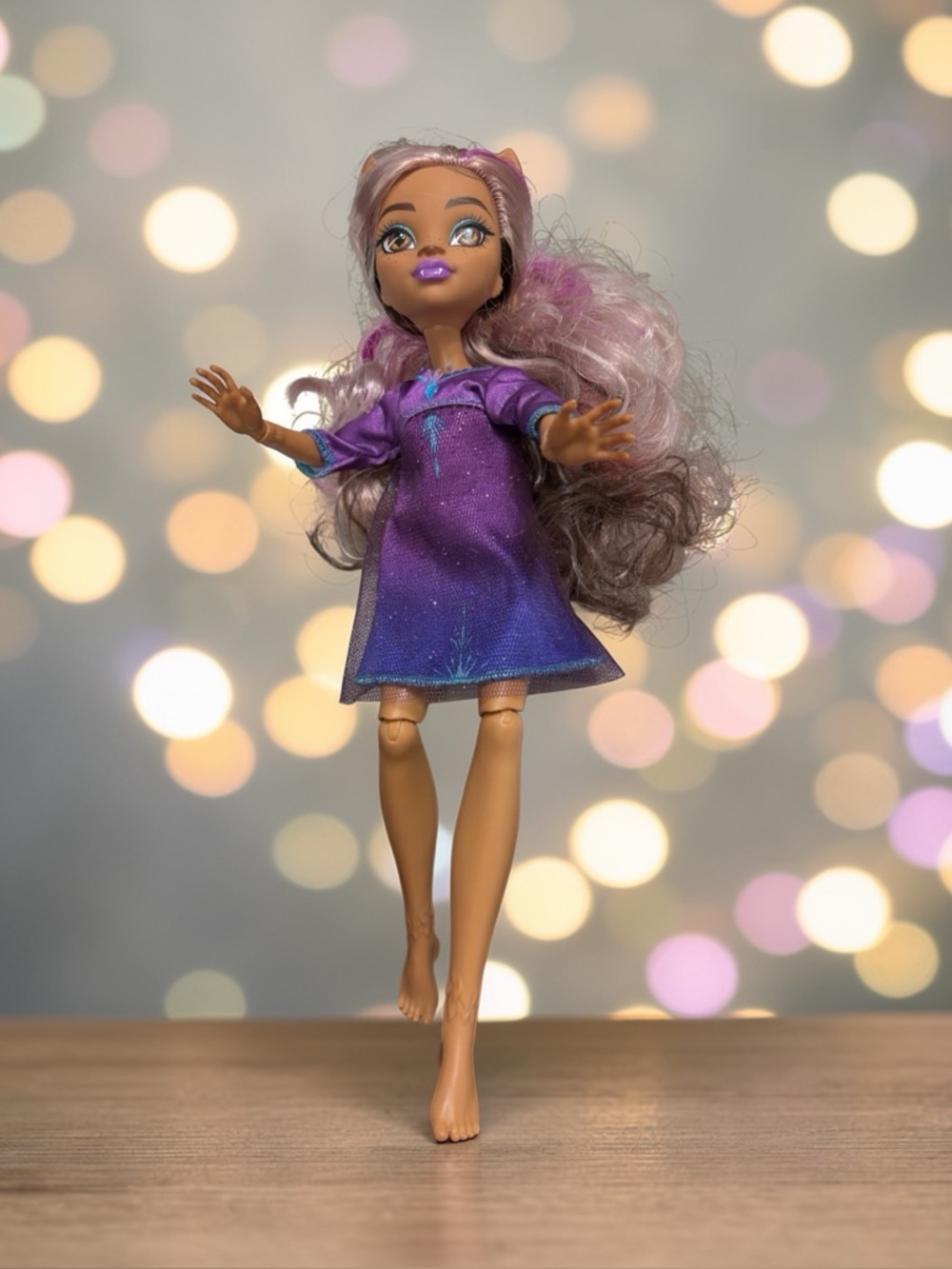 Monster High Clawdeen Wolf Doll G3 Purple Glitter Mini Dress Elsa Pattern